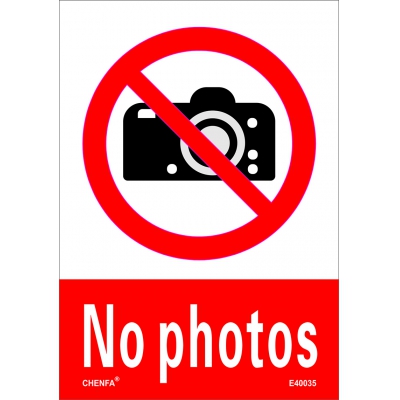 No Photos Sign Safety Signs prohibition Signs PVC Sign E40035