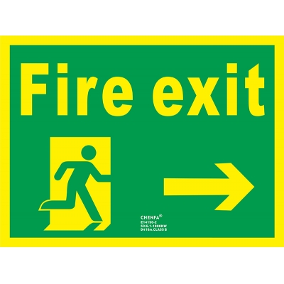 Right Fire Exit Sign Glow In the Dark Photoluminescent Fire Safety Signs Escape Sign E14190-2