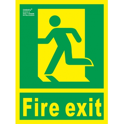 Left Fire Exit Sign Glow In the Dark Photoluminescent Fire Safety Signs Escape Sign E14121-2