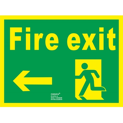 Left Fire Exit Sign Glow In the Dark Photoluminescent Fire Safety Signs Escape Sign E14191-2