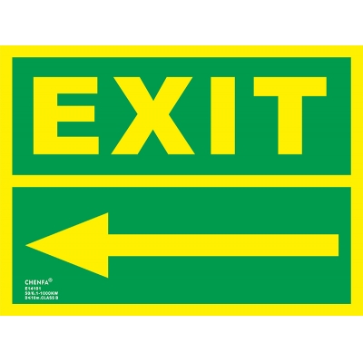 Left Exit Sign Glow In the Dark Photoluminescent Fire Safety Signs Escape Sign E14101-1