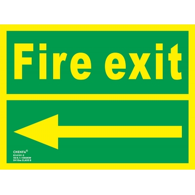 Left Fire Exit Sign Glow In the Dark Photoluminescent Fire Safety Signs Escape Sign E14101-2