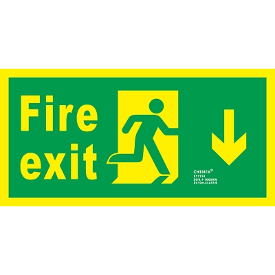 Fire Exit Sign Glow In the Dark Photoluminescent Fire Safety Signs Escape Sign E11134-2