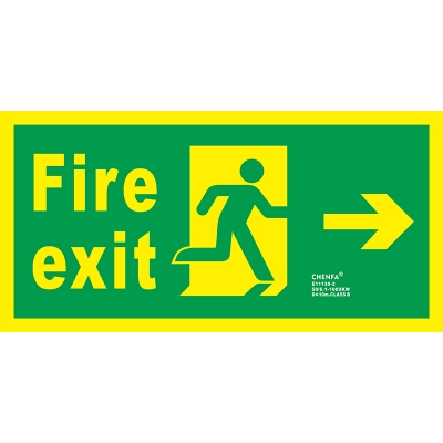 Right Fire Exit Sign Glow In the Dark Photoluminescent Fire Safety Signs Escape Sign E11130-2