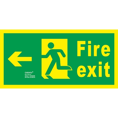 Left Fire Exit Sign Glow In the Dark Photoluminescent Fire Safety Signs Escape Sign E11131-2