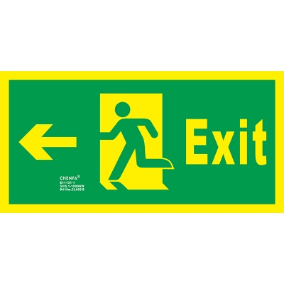 Left Exit Sign Glow In the Dark Photoluminescent Fire Safety Signs Escape Sign E11131-1