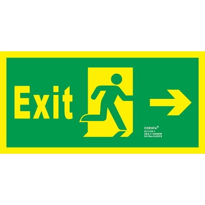 Right Exit Sign Glow In the Dark Photoluminescent Fire Safety Signs Escape Sign E11130-1