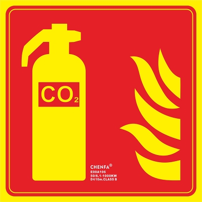 CO2 Fire Extinguisher Signs Safety Signs Glow In the Dark  Photoluminescent Fire Safety Signs E00A106